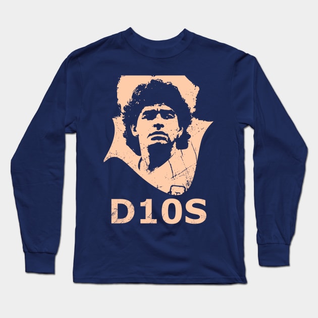 Diego maradona illustration flat Long Sleeve T-Shirt by AlfinStudio